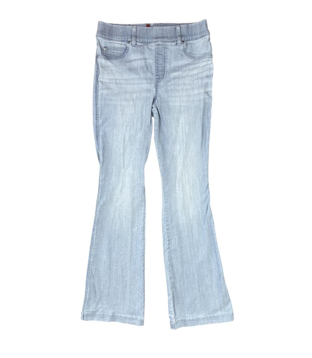 Spanx Pull On Flare Leg Retro Light Wash Blue Denim Jeans Stretch Size Medium